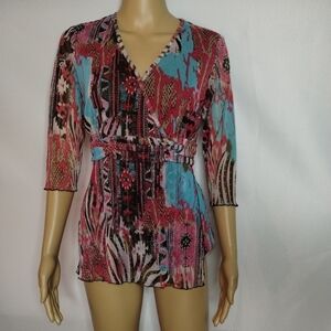 Tribal women's 3/4 sleeve size small blouse shirt top